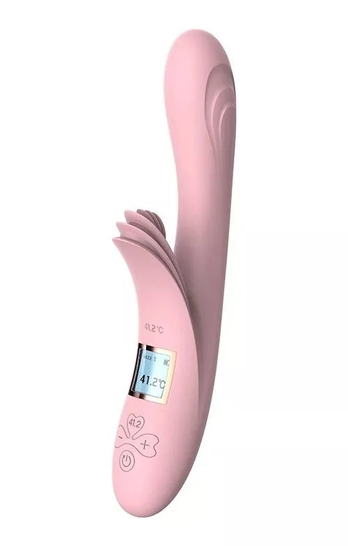 Vibrador con estimulador, calor y pantalla led