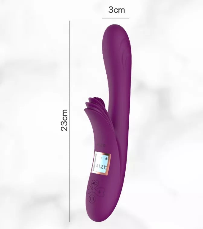 Vibrador con estimulador, calor y pantalla led