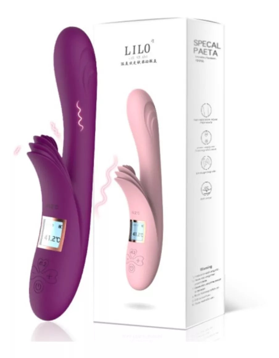 Vibrador con estimulador, calor y pantalla led